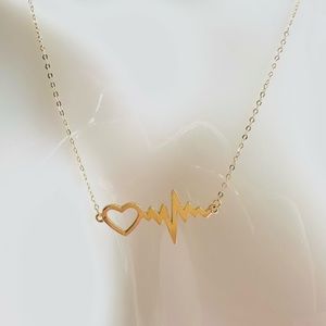 Dainty HeartBeat Attached Necklace  💛 Real 18 Karat Solid Gold Jewelry 💛